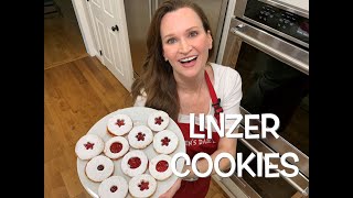 Linzer Torte Cookies Butter Cookies Filled With Jam And Topped With Powdered Sugar Delicious [upl. by Willabella347]