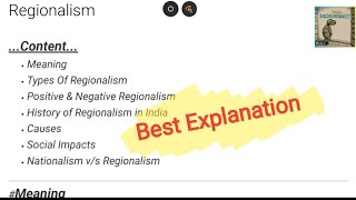 Regionalism  Meaning Types History Causes and its social impacts [upl. by Rrats745]