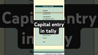 Capital entry in tally erp 9  capital entry in tally prime  shorts tally viralshorts [upl. by Henka61]