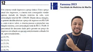 VESTIBULAR FAMEMA 2023  QUESTÃO 12  MATEMÁTICA [upl. by Dario]