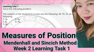 MEASURES OF POSITION MENDENHALL AND SINCICH METHODLoveMATHTV [upl. by Neddie708]