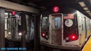 🅩 NYC Subway EF Exp amp MR Lcl Trains  Forest Hills71 Av IND Queens Blvd Line [upl. by Nnarual]