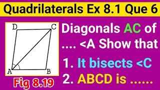 Diagonal AC Of A Parallelogram ABCD Bisects Angle A Show That It Bisects Angle C Also [upl. by Lednew306]