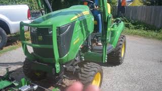 John Deere 1023E mower deck install [upl. by Swehttam]