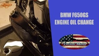 Engine Oil Change 2007 BMW F650GS  Techn Moto [upl. by Suiramad621]