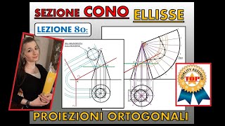 Disegno Tecnico Lez 80 Sezione conica ELLISSE in proiezioni ortogonali [upl. by Airoled]