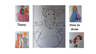 How to draw a Tiana in color DIY Teach children to draw For kids and parents [upl. by Ellenod46]