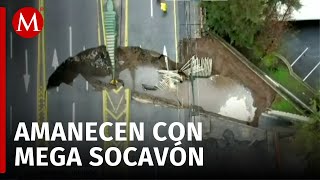 Lluvias provocan socavón de 10 metros en avenida López Mateos en Zapopan Jalisco [upl. by Vashtee]