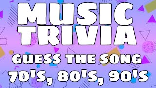 Music Trivia  70s 80s 90s  Guess The Song [upl. by Ecirtnahs]