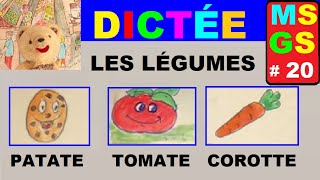 Dictée Maternelle MS et GS  Les légumes en écriture bâton  T [upl. by Narmis]