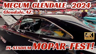 Mecum Glendale 2024 MOPARFEST Plymouth Dodge Chrysler Classic Cars instadium tour [upl. by Nafets]