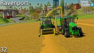 Collecting STRAW with JOHN DEERE 9500i FORAGE HARVESTER  Ravenport  Ep 32 farmingsimulator22 [upl. by Miuqaoj]