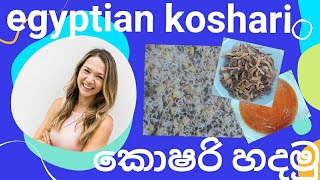 How to make egyptian koshari rice කොෂරි හදමු  Brown lentil amp pasta dish  easy koshari recipe [upl. by Ehttam368]