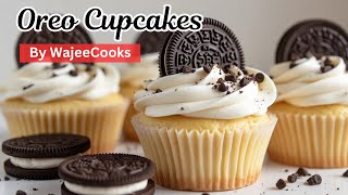 Eggless Oreo Cupcakes  Super Soft and Spongy Cupcakes Recipe by WajeeCooks [upl. by Yesiad]