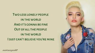 LYRICS Two Less Lonely People In The World  KZ Tandingan  Kita Kita OST [upl. by Elrod]