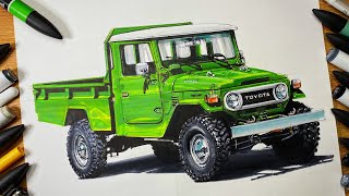 Drawing TOYOTA Land Cruiser [upl. by Llehcear500]