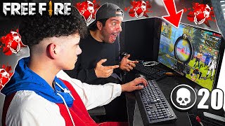 MI AMIGO REACCIONA A COMO JUEGO FREE FIRE SOLO VS ESCUADRAS EN COMPUTADORA   TheDonato [upl. by Gerge]