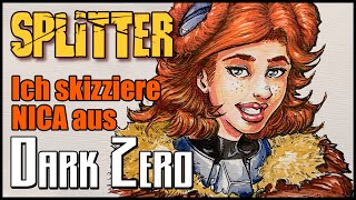 Ich zeichne NICA aus dem DARK ZERO Comic SplitterVerlag  Skizze Tusche und Farben  Echtzeit [upl. by Yard]