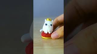 A royal white cat from air dry clay 👑lapets [upl. by Enyawad]