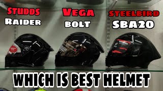 Studds raider vs Vega bolt vs steelbird SBA 20 helmet whic is best helmet under 2000 [upl. by Aserej]