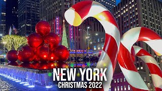 ⁴ᴷ NYC Christmas ✨ Rockefeller Center Radio City Music Hall amp 6th Avenue Christmas Decoration 2022✨ [upl. by Karlene]