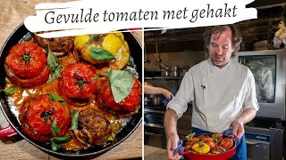 Koken met Rik de Jonge Gevulde tomaten met gehakt [upl. by Neyud63]