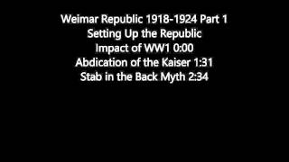 CCEA ASLevel History  Weirmar Republic 1918  1924 Part 1 Setting Up The Republic [upl. by Yditsahc]