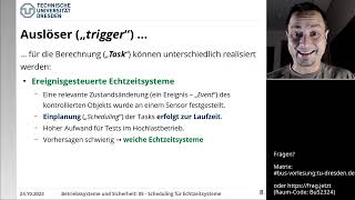 Vorlesung Betriebssysteme und Sicherheit – 051 Schedulingstrategien für Echtzeitsysteme [upl. by Irolav765]