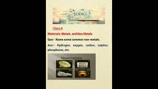 Name some common nonmetals class8 Material Metals and non metals [upl. by Aurelia]