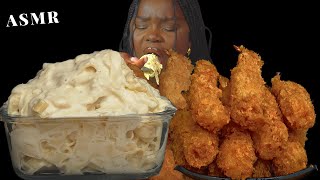 ASMR ALFREDO CREAMY PASTA amp FRIED SHRIMP MUKBANG Talking Sticky Eating Sounds Vikky ASMR [upl. by Izaak]