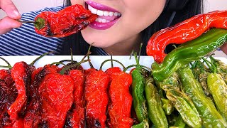 ASMR FRIED GREEN AND RED SHISHITO PEPPERS NO TALKING EATING SOUNDS  ASMR Phan [upl. by Savill]