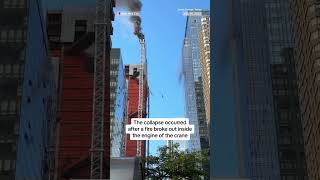 A crane collapsed off of a building in New York City injuring 5 people including a firefighter [upl. by Noir]