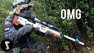 Guy Brings Airsoft AWP Asiimov and QUICKSCOPES PLAYERS [upl. by Aisirtap]