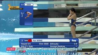 Diving World Series 2014 Dubai Day 2 3m Semifinals [upl. by Nelsen]