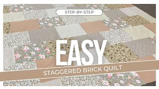 Beginner Quilt Pattern  Staggered Brick Quilt Pattern Tutorial [upl. by Anilatsyrc]