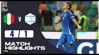 Italy vs Israel  41  Highlights  UEFA Nations League 202425 [upl. by Kissner]