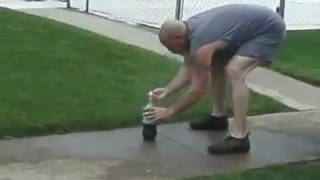 coke and mentos bottle rocket hits cameraman [upl. by Odnumyar]