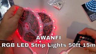 AWANFI LED Strip Lights 50ft RGB Music Sync LED Lights Strip with Remote APP Bluetooth [upl. by Eisdnil295]