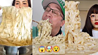 CREAMIEST ALFREDO PASTA VS MUKBANGERS ⚪😱🤯😵🍝 [upl. by Yrad158]