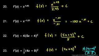 Calculus 51p4  Antiderivative Practice Problems 17  23 [upl. by Jorin]