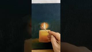 Timelapse of a glowing candle christmas art timelapse oilpaint [upl. by Adnav]