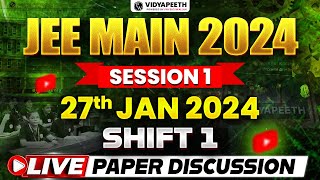 Live Paper Discussion amp Analysis 🔥 JEE MAIN 2024 Session1  27 Jan Shift 1 [upl. by Mallin881]