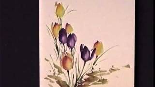 Crocus amp Bees in sumie Chinese brush painting technique [upl. by Haon]