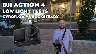 DJI Action 4 low light tests  Gyroflow vs Rocksteady [upl. by Luby]