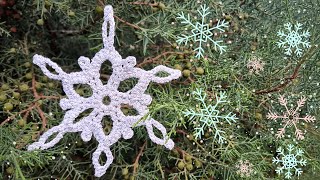 Crochet Snowflake Tutorial EASY DIY Christmas Decorations for Beginners [upl. by Felicidad]