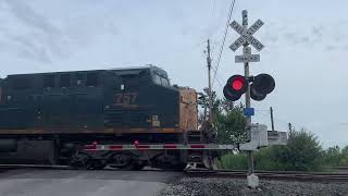 CSX 757 Leads Loaded Coal Train West  Galatea Rd Railroad Crossing North Baltimore OH [upl. by Tatia272]