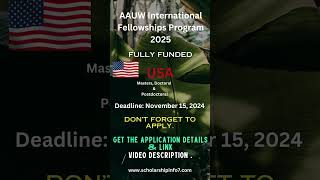 AAUW International Fellowships Program 2025 USA Fully Funded [upl. by Airtina993]