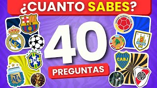 ¿Cuánto sabes de fútbol⚽  40 PREGUNTAS 4 TORNEOS  Quiz de futbol [upl. by Ivy]