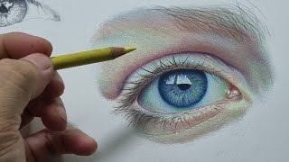 HYPER Colored Pencil LIVE Drawing Realistic Eye [upl. by Nimra857]