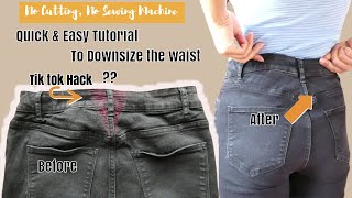 DIY How to Take In the Waist of your Jeans Easy Way  How to Downsize the Waist of Pants Tutorial [upl. by Josh]